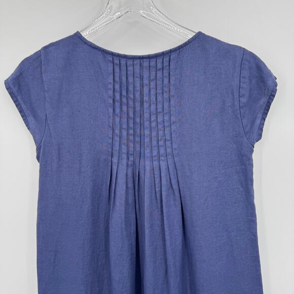 Sundance Viv Day 100% linen dress XS pintuck pleated shift midi periwinkle blue - Picture 5 of 8